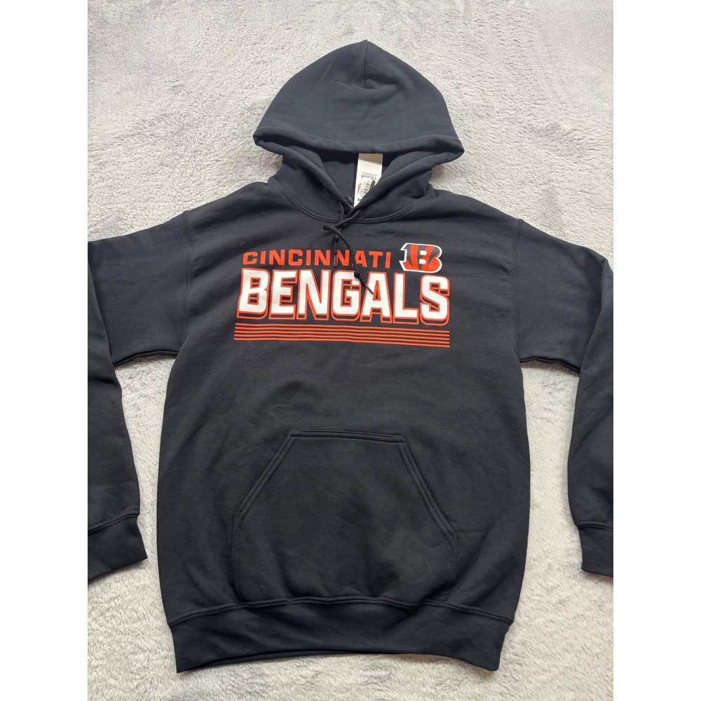 NFLCincinnati Bengals Mens Black Pullover Graphic Hoodie Small NWT